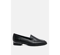 Anna Black Leather Slip-on Loafers