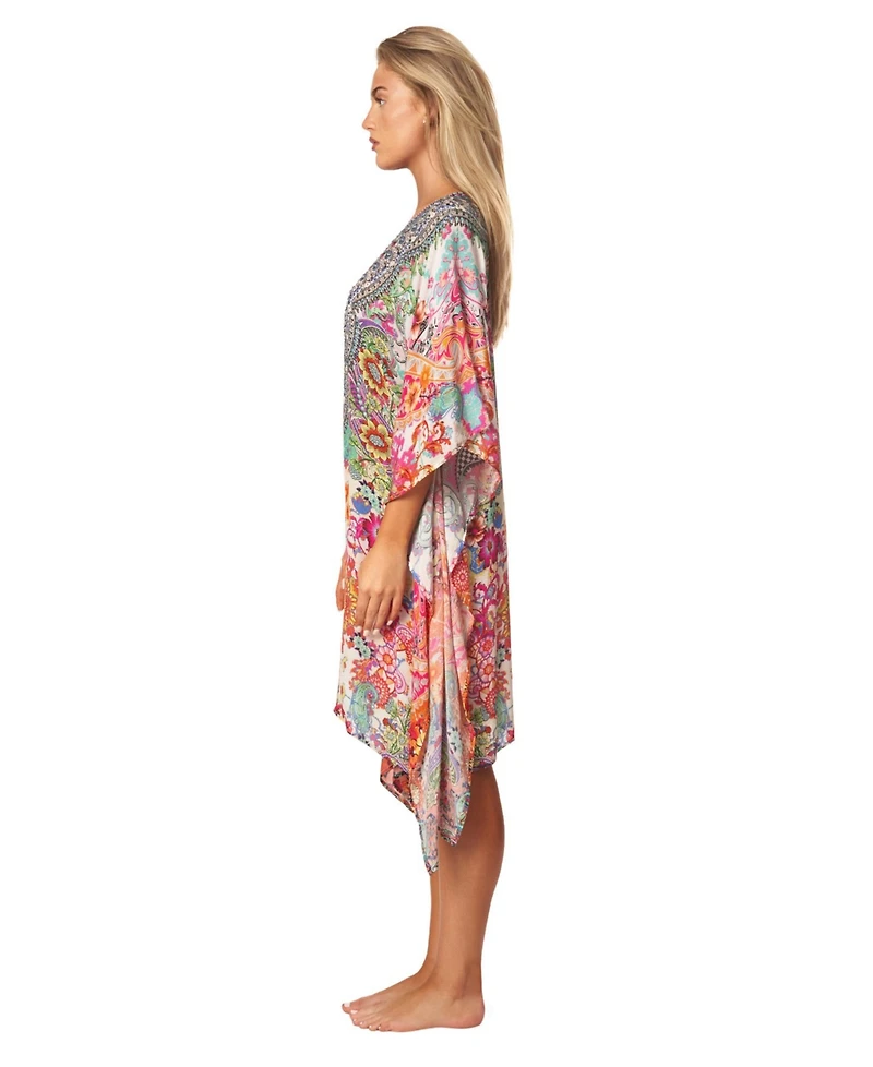 La Moda Clothing Women's Short Kaftan Cover Up Dress