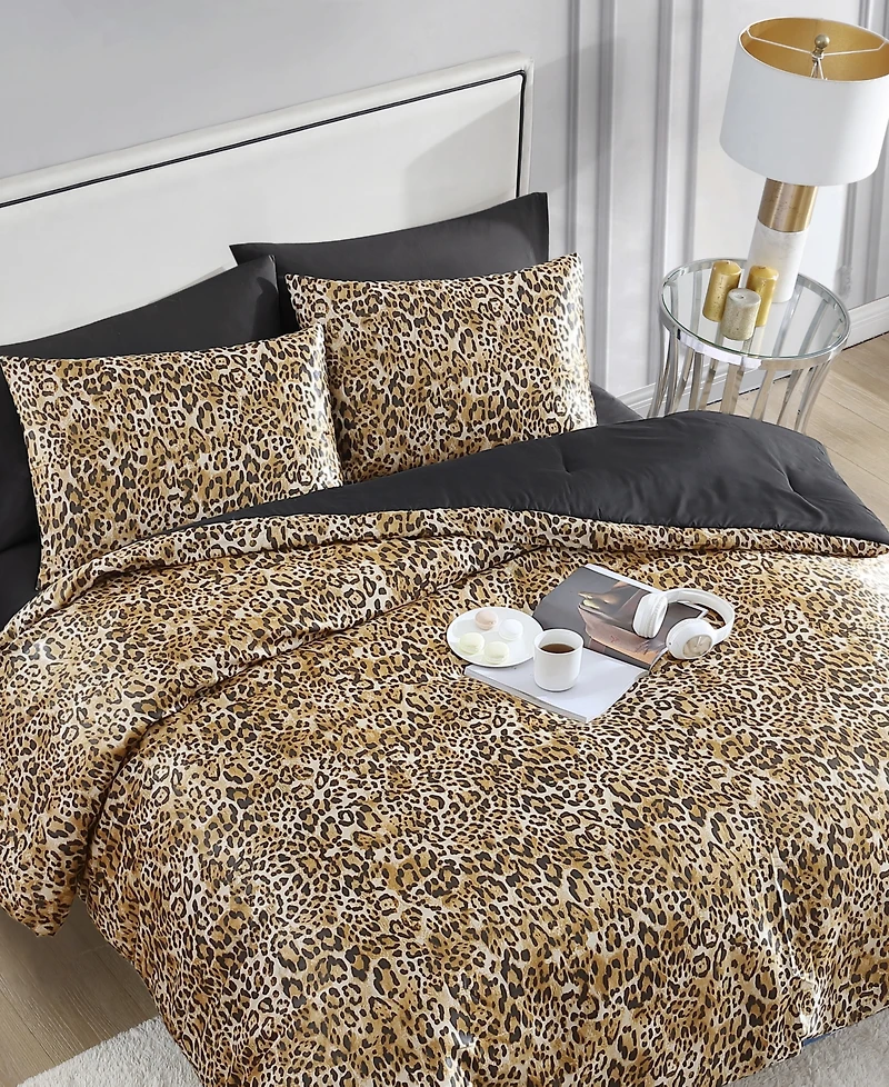 Juicy Couture Monica Leopard Satin 2-Pc. Reversible Comforter Set, Twin/Twin Xl