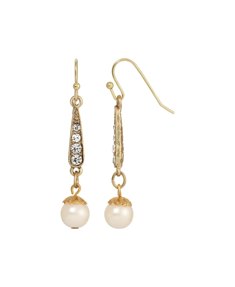 2028 Crystal Imitation Pearl Linear Drop Earrings