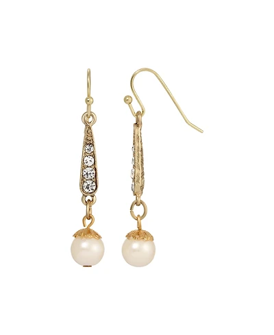 2028 Crystal Imitation Pearl Linear Drop Earrings