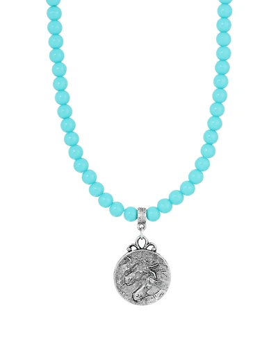 2028 Acrylic Faux Turquoise Bead Horse Pendant Necklace