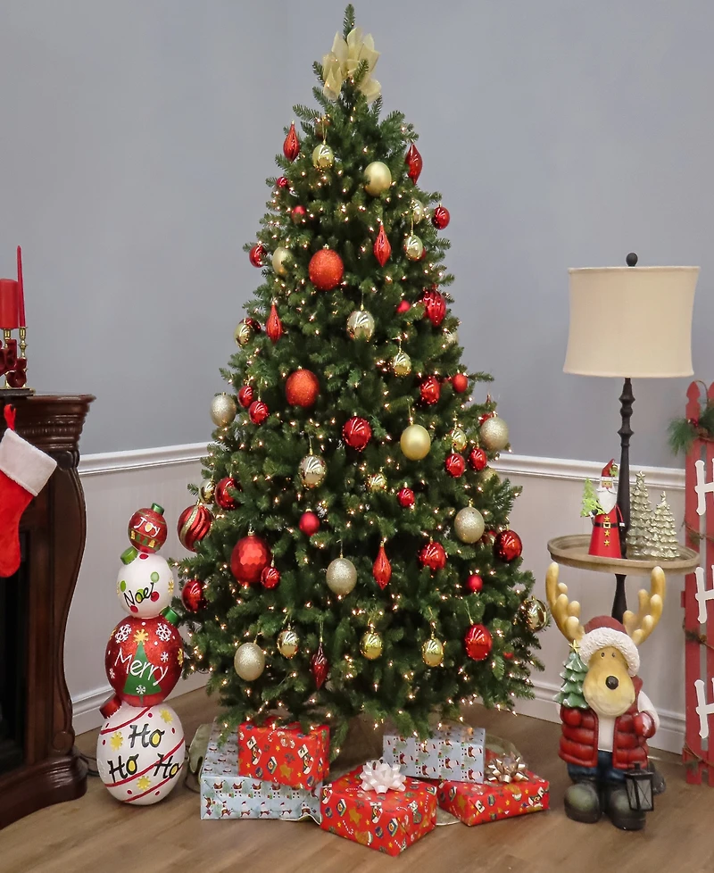 National Tree 7.5' Natural Fraser Medium Fir Hinged Tree with 750 Clear Lights