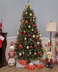 National Tree 7.5' Natural Fraser Medium Fir Hinged Tree with 750 Clear Lights