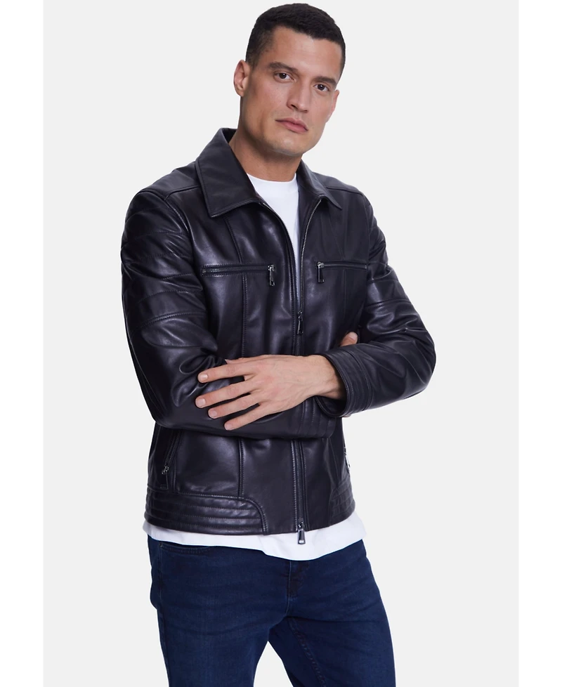 Furniq Uk Men's Fashion Leather Jacket, Nappa Black