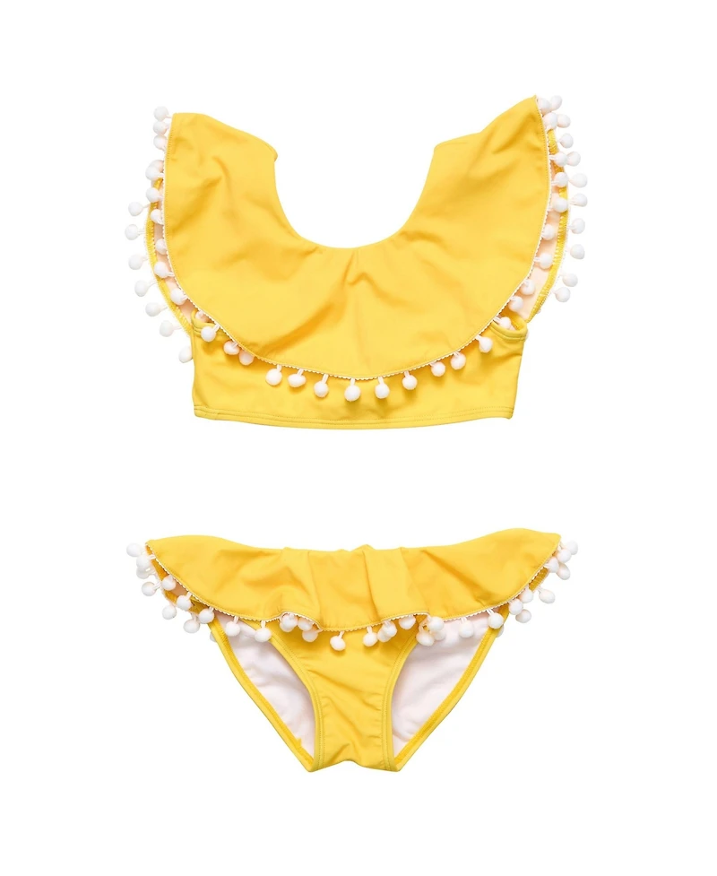 Toddler, Child Girls Hello Yellow Flounce Bikini