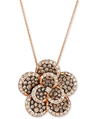 Le Vian Chocolate Diamond & Nude Diamond Flower Adjustable 20" Pendant Necklace (2-1/3 ct. t.w.) in 14k Rose Gold