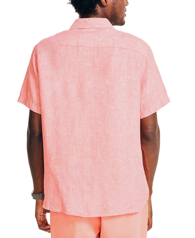 Nautica Men's Classic-Fit Solid Linen Short-Sleeve Shirt