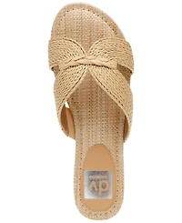 Dv Dolce Vita Women's Geeya Raffia Criss Cross Strap Flat Slide Sandals