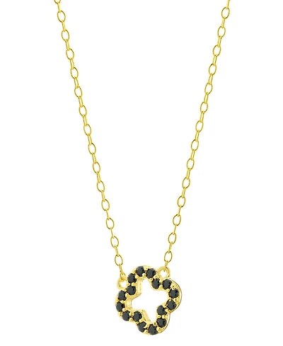 Simulated Black Spinel Openwork Clover Pendant Necklace (1/2 ct. t.w.) in 18k Gold-Plated Sterling Silver, 16" + 3" extender, Exclusively at Macy's