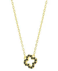 Simulated Black Spinel Openwork Clover Pendant Necklace (1/2 ct. t.w.) in 18k Gold-Plated Sterling Silver, 16" + 3" extender, Exclusively at Macy's