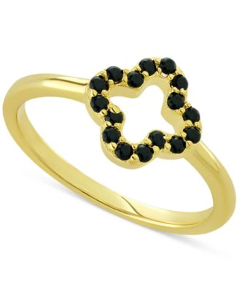 Giani Bernini Simulated Black Spinel Clover Jewelry Collection In 18k Gold Plated Sterling Silver