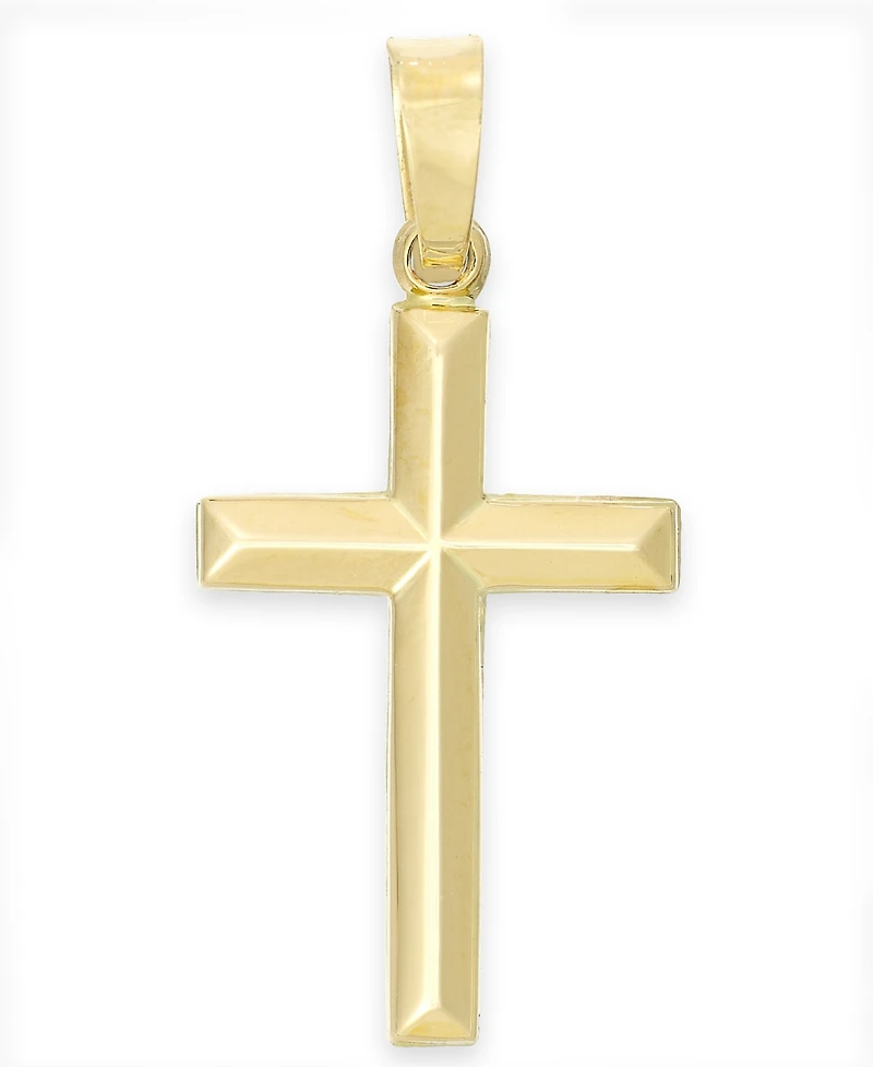 Tube Cross Pendant in 14k Gold