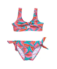 Toddler| Child Girl Geo Melon Sustainable Knot Front Bikini