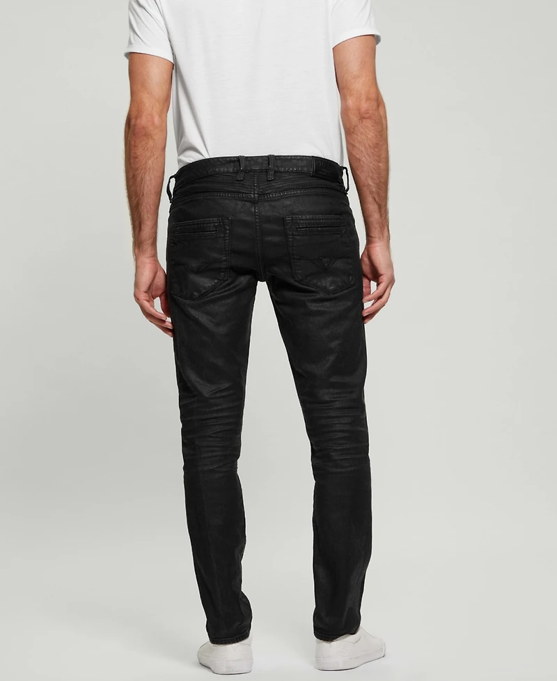 Guess Men's Coated Denim Slim Tapered Zip Jeans