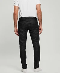 Guess Men's Coated Denim Slim Tapered Zip Jeans