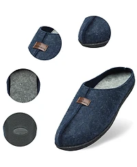 Alpine Swiss Mens Felt Faux Wool Clog Slippers Comfortable Cushion House Shoes