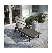 Gaylord Adjustable Adirondack Lounger With Cup Holder- All-Weather Indoor/Outdoor Hdpe Lounge Chair