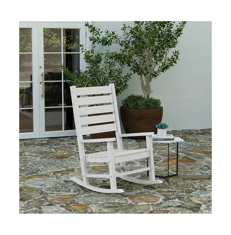 Fielder Contemporary Rocking Chair, All-Weather Hdpe Indoor/Outdoor Rocker