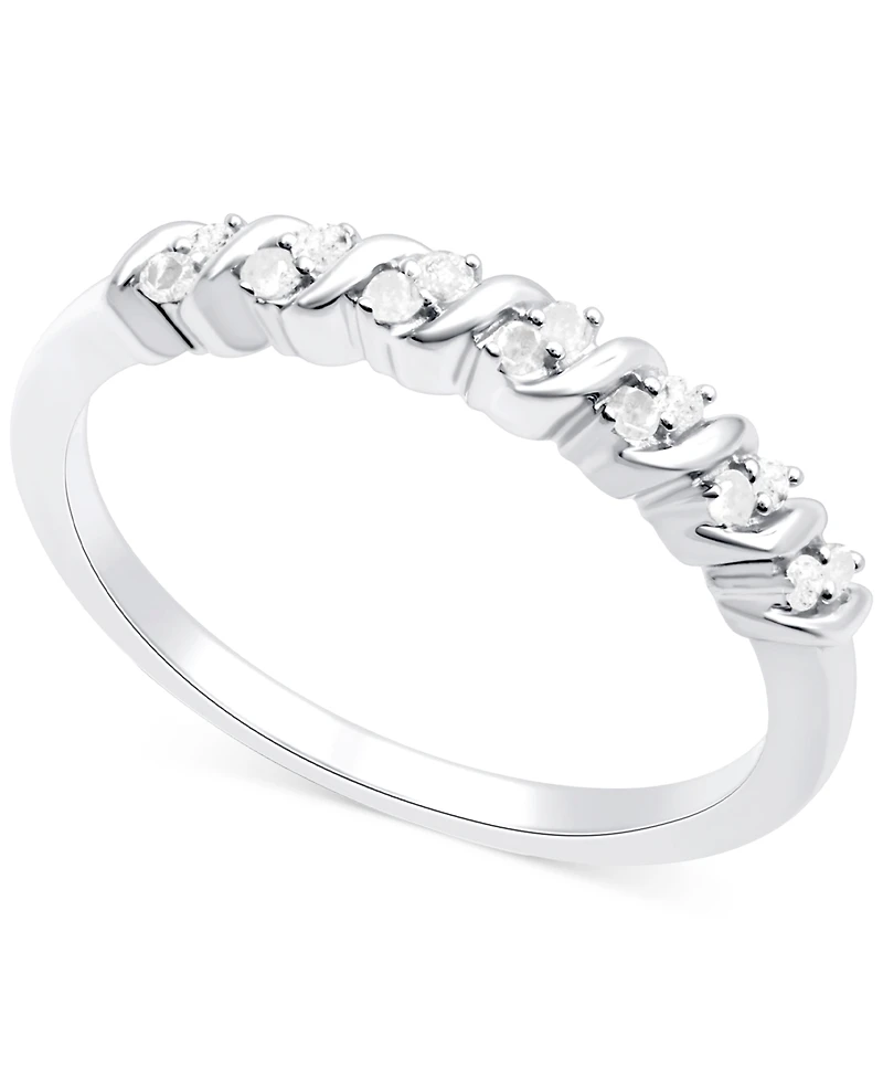 Diamond Swirl Ring (1/10 ct. t.w.) Sterling Silver