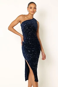 Petal and Pup Womens Kiki One Shoulder Midi Dress