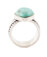 Barse Hammered Genuine Turquoise and Sterling Silver Abstract Ring