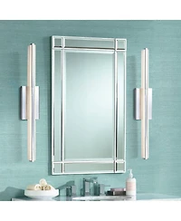 Possini Euro Design Modern Wall Lights Set of 2 Chrome Hardwired 4 1/2" Led Fixture White Glass Shade for Bedroom Bathroom Vanity