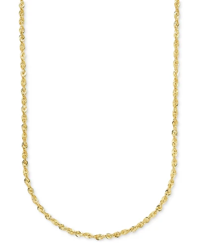 Highly Polished Rope Link 18" Chain Necklace (2-5/8mm) in 14k Gold, Made in Italy