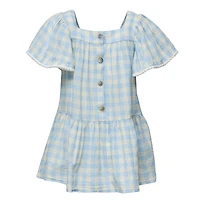 Toddler, Child Girls Cornflower Gingham Beach Dress