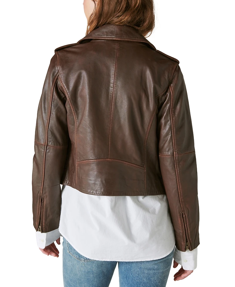 Lucky Brand Women's Classic Leather Moto Jacket