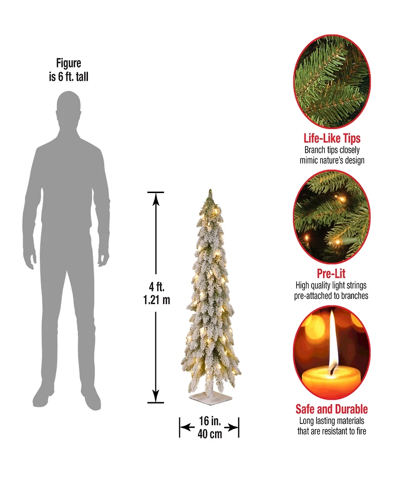 National Tree 48" Snowy Downswept Forstree with Metal Plate and 100 Clear Lights