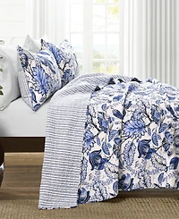 Lush Decor Cynthia Jacobean Reversible 3 Pc Quilt Set, King