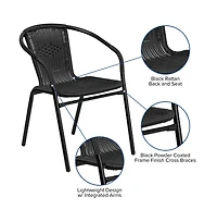 Pack Rattan Indoor-Outdoor Restaurant Stack Chair With Curved Back
