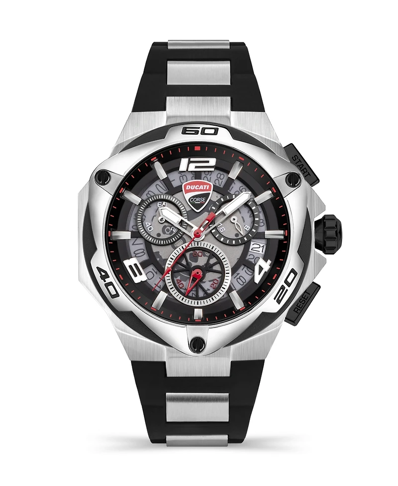 Ducati Corse Men's Quartz Two Tone Silicone Watch 49mm