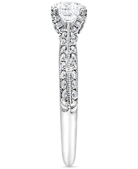 Diamond Knife Edge Milgrain Bead Engagement Ring (7/8 ct. t.w.) in 18k White Gold