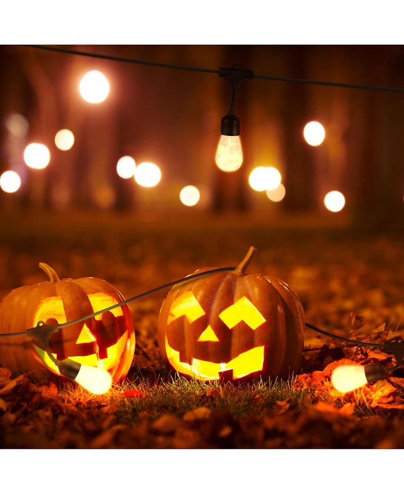 Brightech Ambience Pro 27ft Outdoor Solar Led Flame Bulb Flickering String Lights