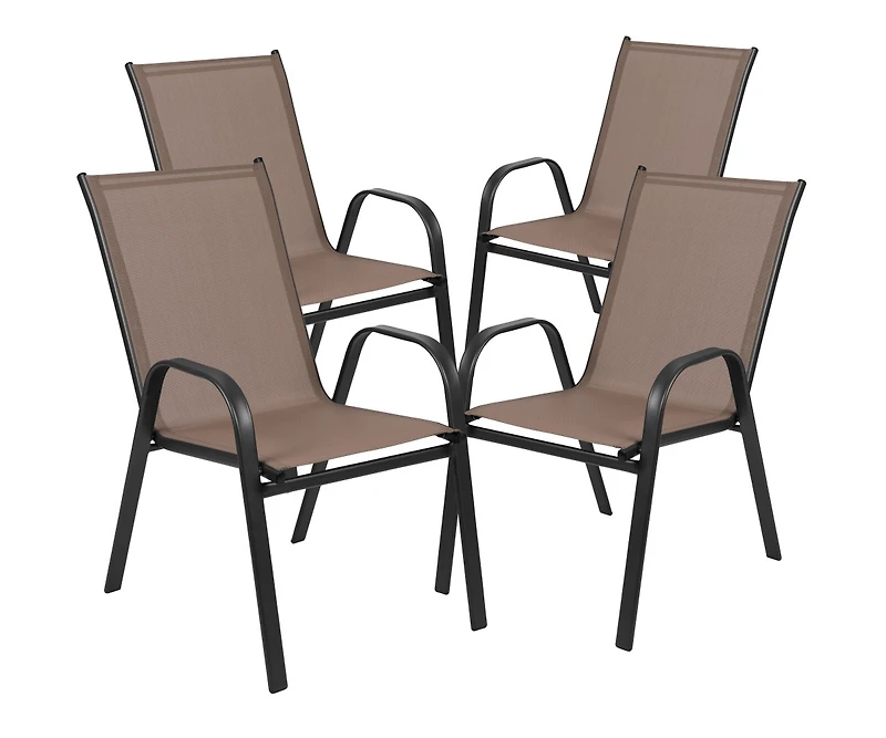 Set Of 4 Manado Series Metal Stacking Patio Chairs With Flex Comfort Material