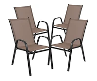Set Of 4 Manado Series Metal Stacking Patio Chairs With Flex Comfort Material