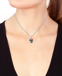 Effy Onyx, Multi-Gemstone (4-5/8 ct. t.w.) & Diamond (1/20 ct. t.w.) Evil Eye Cluster 18" Pendant Necklace in Sterling Silver