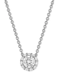 Alethea Certified Diamond Halo Pendant Necklace (1/2 ct. t.w.) in 14k White Gold Featuring Diamonds from De Beers Code of Origin, Created for Macy's