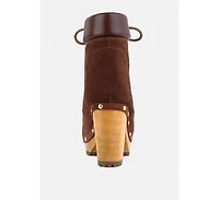 Maaya Womens Handcrafted Collared Suede Ankle Boot