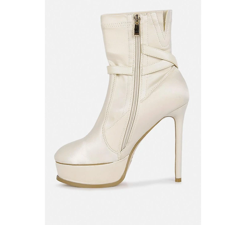 Doesburg Black Satin Stiletto Ankle Boot