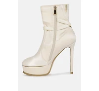 Doesburg Black Satin Stiletto Ankle Boot