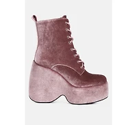 Ashcan Womens High Platform Velvet Ankle Boots
