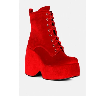 Ashcan Womens High Platform Velvet Ankle Boots