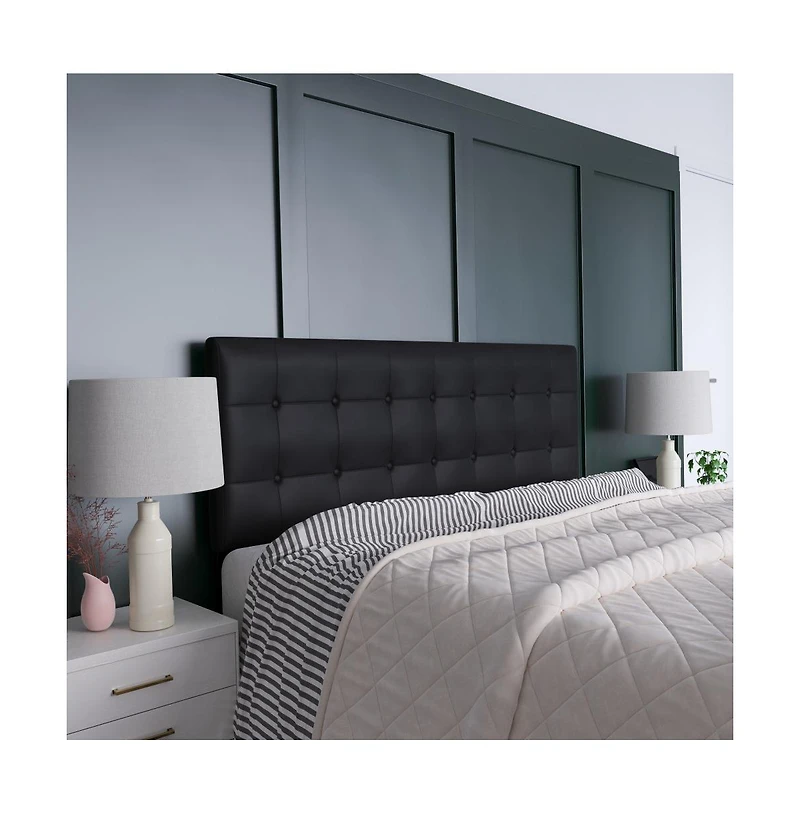 Button Tufted Queen Upholstered Headboard