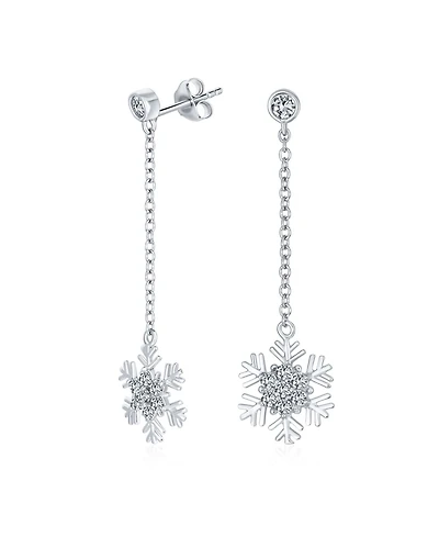 Bling Jewelry Cubic Zirconia Pave Clear or Blue Cz Christmas Holiday Party Snowflake Stud Earrings Sterling Silver