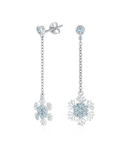 Bling Jewelry Cubic Zirconia Pave Clear or Blue Cz Christmas Holiday Party Snowflake Stud Earrings Sterling Silver