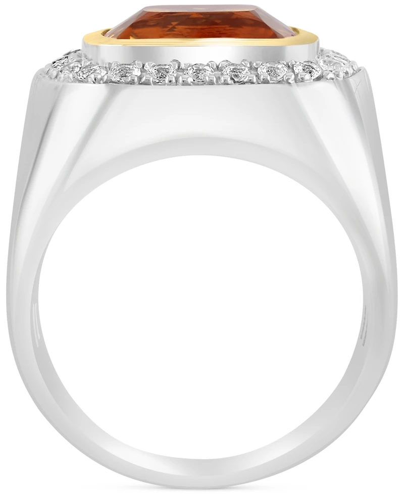 Effy Men's Madeira Citrine (6 ct. t.w.) & White Topaz (3/4 ct. t.w.) Ring in Sterling Silver & 18K Gold-Plate