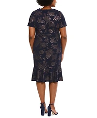London Times Plus Size Side-Twist Flounce-Hem Sheath Dress
